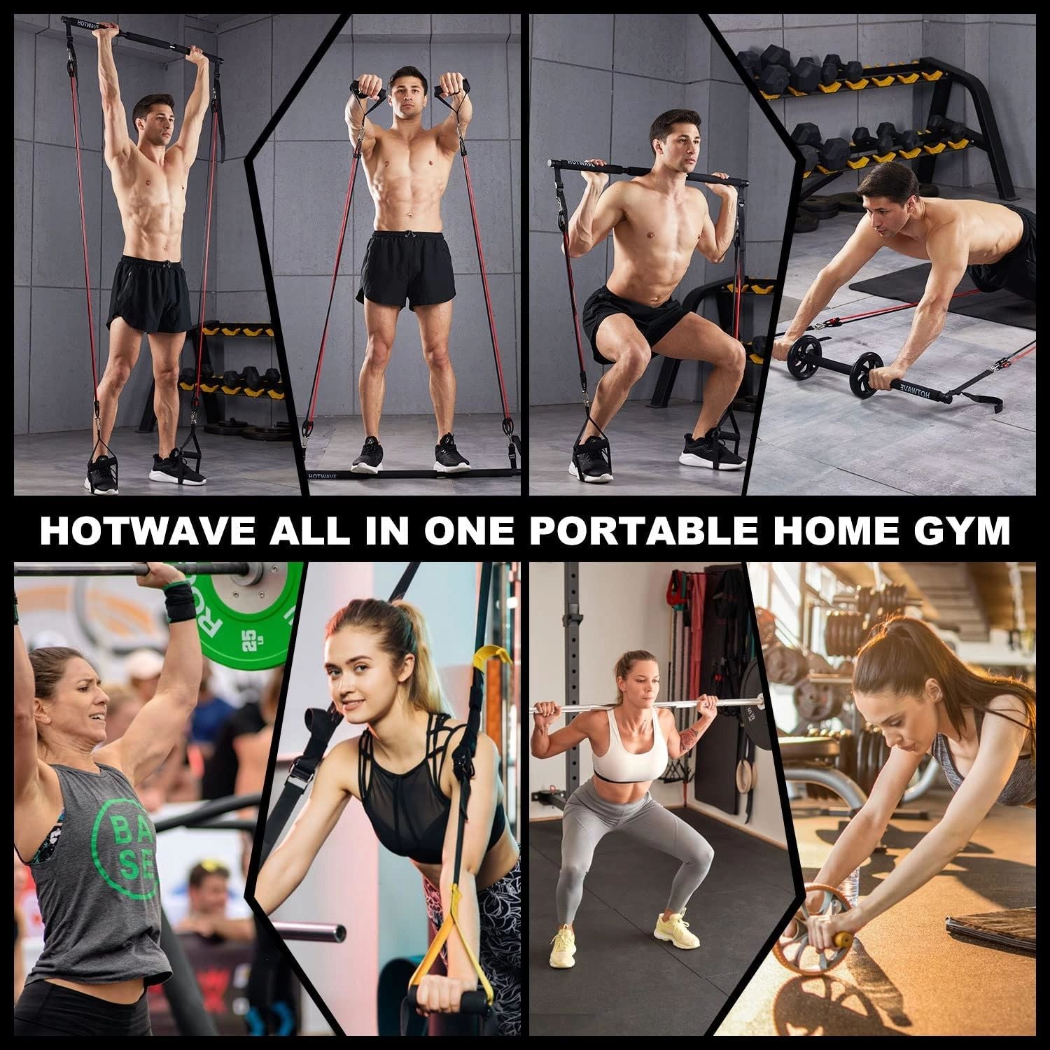 Pilates Bar Kit: Resistance Bands & Ab Roller for Home Gym